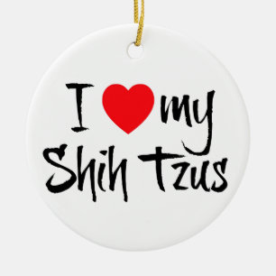 Ornamento De Cerâmica Eu Amo Meu Shih Tzus