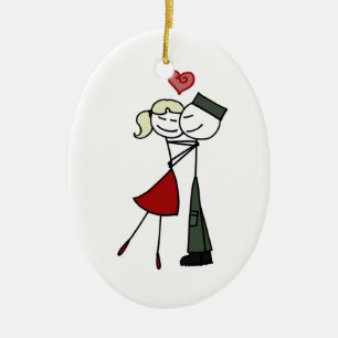 Ornamento De Cerâmica Eu amo meu soldado (o louro)