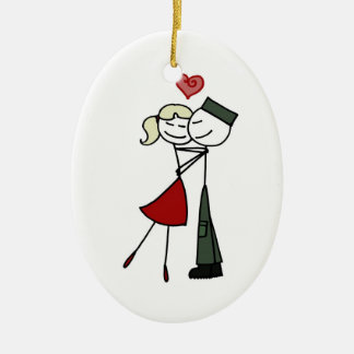 Ornamento De Cerâmica Eu amo meu soldado (o louro)