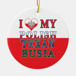 Ornamento De Cerâmica Eu Amo Meu Texan Polonês Busia