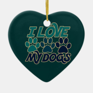 Ornamento De Cerâmica Eu amo meus cachorros