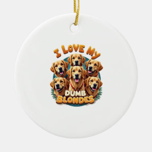 Ornamento De Cerâmica Eu Amo Meus Golden Retrievers Loira Burra Vintage