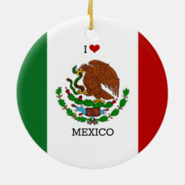 Ornamento De Cerâmica eu amo México - bandeira mexicana