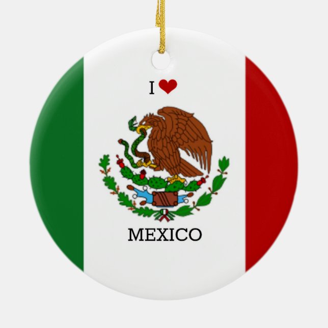 Ornamento De Cerâmica eu amo México - bandeira mexicana (Traseira)