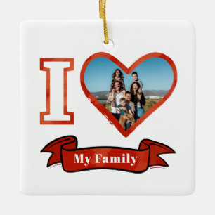 Ornamento De Cerâmica Eu Amo Minha Família Foto Personalizada Natal
