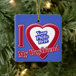 Ornamento De Cerâmica Eu Amo Minha Foto Namorado Vermelha Coração D R Az