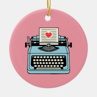 Ornamento De Cerâmica Eu amo minha máquina de escrever