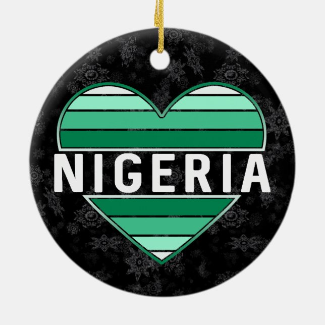 Ornamento De Cerâmica Eu Amo Nigéria, Coração nigeriana (Traseira)