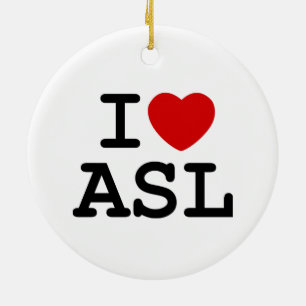 Ornamento De Cerâmica Eu amo o ASL