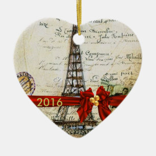 Ornamento De Cerâmica EU AMO o CHIQUE FEITO SOB ENCOMENDA 2016 dos