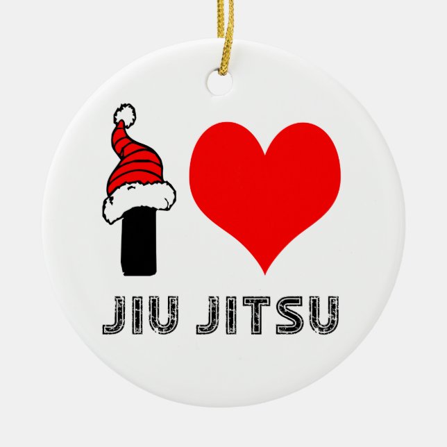 Ornamento De Cerâmica Eu amo o design de Jiu-Jitsu (Frente)