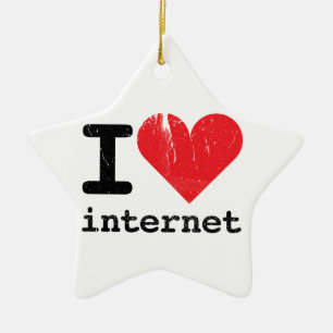 Ornamento De Cerâmica Eu amo o Internet