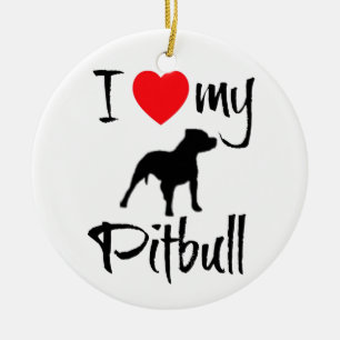 Ornamento De Cerâmica Eu Amo O Meu Pitbull