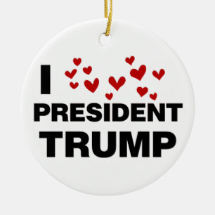 Ornamento De Cerâmica Eu Amo O Presidente Trump Hearts
