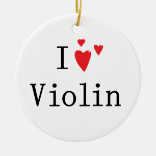 Ornamento De Cerâmica Eu amo o violino