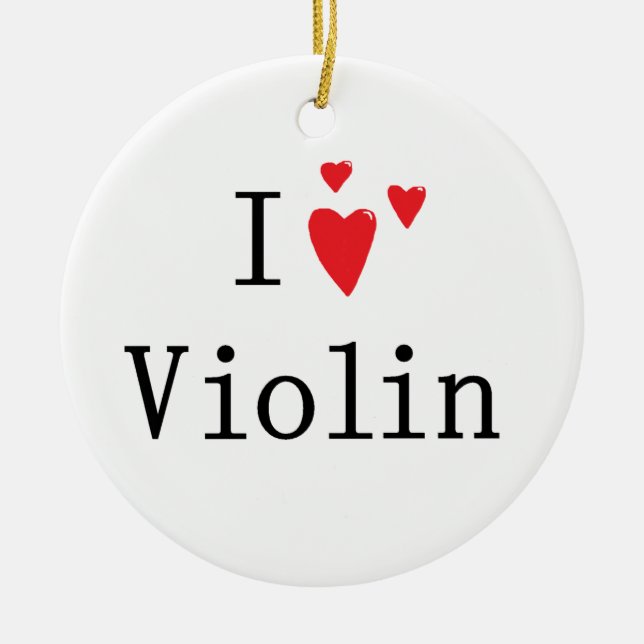 Ornamento De Cerâmica Eu amo o violino (Frente)