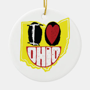 Ornamento De Cerâmica Eu Amo Ohio Sorrindo De Rosto Feliz