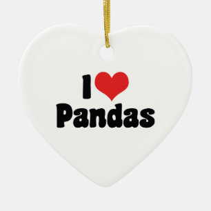 Ornamento De Cerâmica Eu Amo Pandas Coração - Amante de Panda