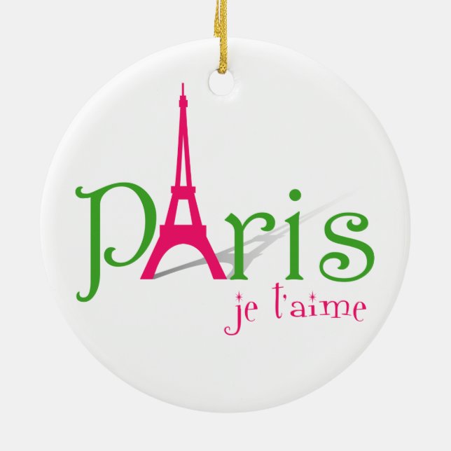 Ornamento De Cerâmica Eu amo Paris (Traseira)