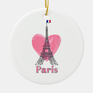 Ornamento De Cerâmica Eu Amo Paris Torre Eiffel França Presente