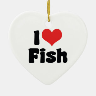 Ornamento De Cerâmica Eu Amo Peixe Coração - Amantes de Aquário