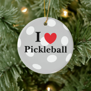 Ornamento De Cerâmica "Eu Amo Pickleball"