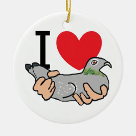 Ornamento De Cerâmica Eu Amo Pombos