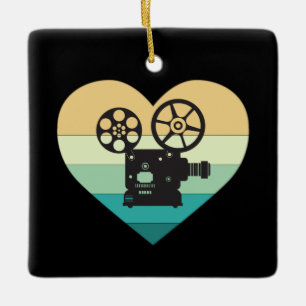 Ornamento De Cerâmica Eu Amo Projetor de Filme Retro do Cinema