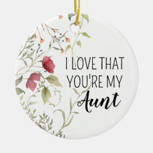Ornamento De Cerâmica Eu Amo Que Você É Minha Tia Presente Floral