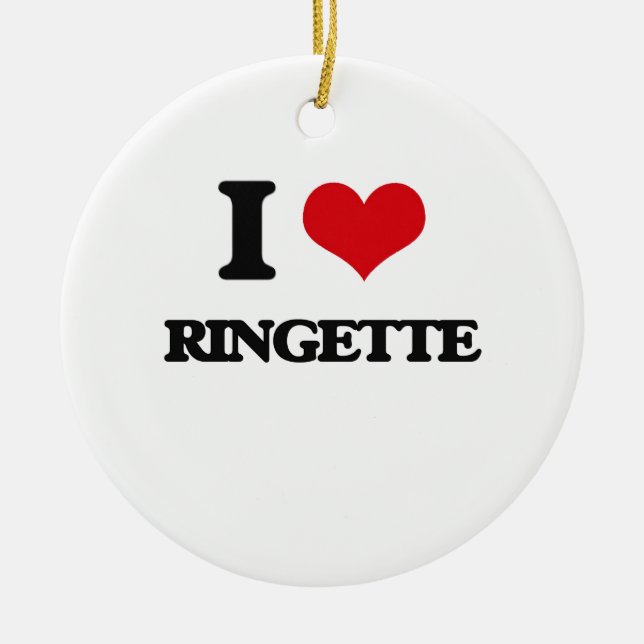 Ornamento De Cerâmica Eu amo Ringette (Frente)