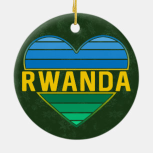 Ornamento De Cerâmica Eu Amo Ruanda, Ruanda Ruandese Heart