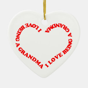 Ornamento De Cerâmica Eu Amo Ser uma Vovó Design Coração Vermelho para V