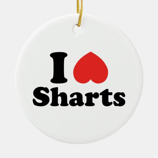 Ornamento De Cerâmica Eu Amo Sharts (Frente)