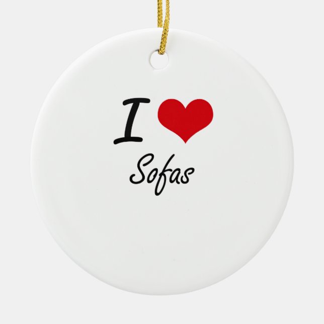 Ornamento De Cerâmica Eu amo sofás (Frente)
