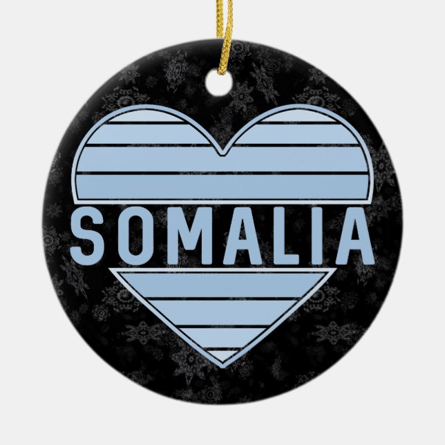 Ornamento De Cerâmica Eu Amo Somália, Coração Somali (Frente)