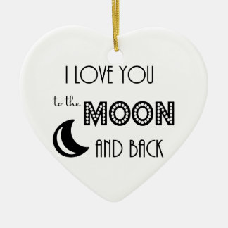 Ornamento De Cerâmica eu amo você da lua e de volta preto branco