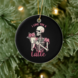 Ornamento De Cerâmica Eu amo você um esqueleto do dia dos namorados