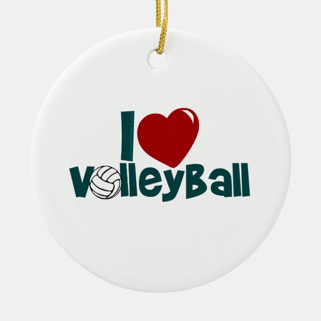 Ornamento De Cerâmica Eu Amo Voleibol (Frente)