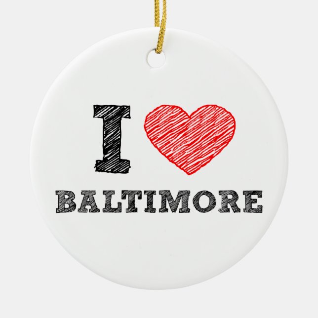 Ornamento De Cerâmica Eu-Amor-Baltimore (Frente)