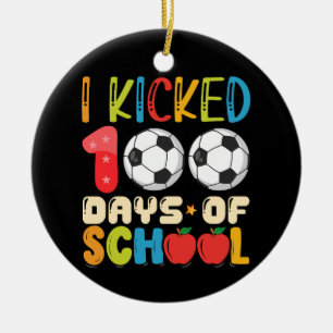 Ornamento De Cerâmica Eu Completei 100 Dias de Escola Amante do Futebol