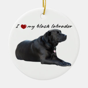 Ornamento De Cerâmica Eu "coração" minhas palavras de Labrador Retriev