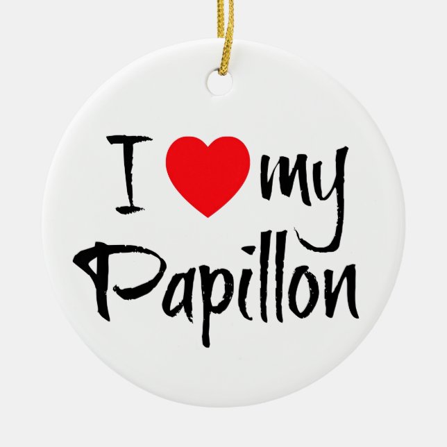 Ornamento De Cerâmica Eu Corto O Meu Cão De Papillon (Frente)