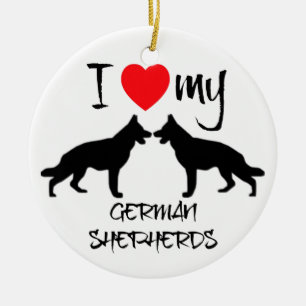 Ornamento De Cerâmica Eu Corto Os Meus Dois Cachorros German shepherd