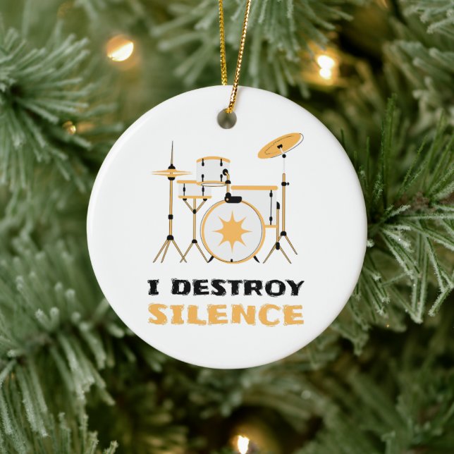 Ornamento De Cerâmica Eu Destruo Silence Funny Drummer (Árvore)