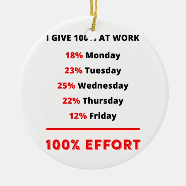 ORNAMENTO DE CERÂMICA EU DOU 100% NO TRABALHO (Frente)