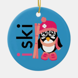 Ornamento De Cerâmica Eu esquio pinguim