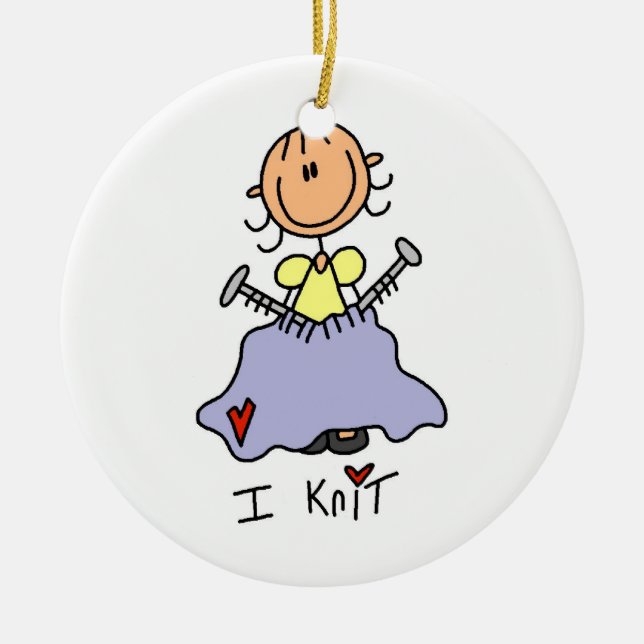 Ornamento De Cerâmica Eu faço malha (Frente)