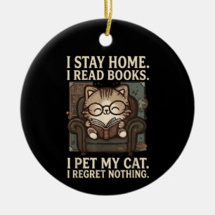 Ornamento De Cerâmica Eu Fico Em Casa Eu Leio Livros Eu Faço Carinho No