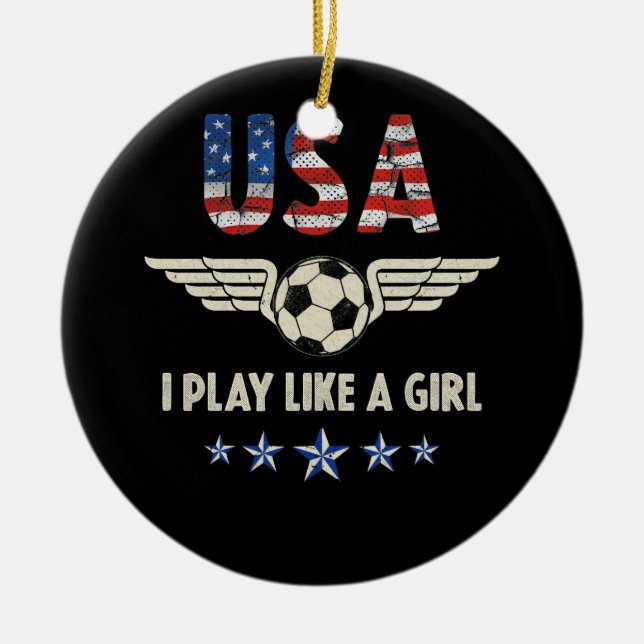 Ornamento De Cerâmica Eu jogo como uma garota, futebol americano (Frente)