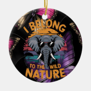 Ornamento De Cerâmica Eu pertenço ao elefante da natureza selvagem com v